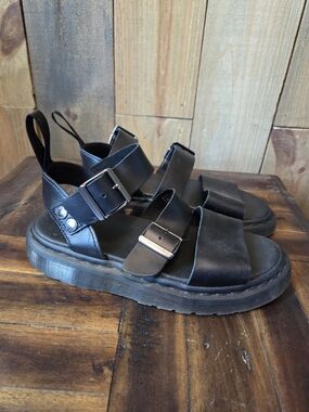 Dr. Martens Black Platform Buckle Sandals